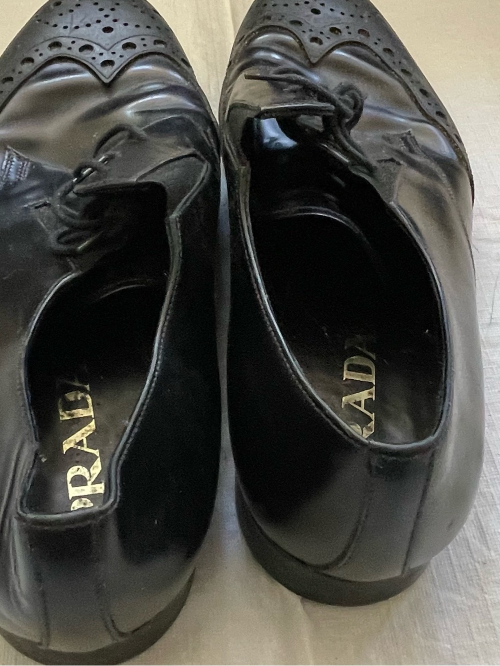 Prada Black Leather Brogue Derby Shoes - Picture 3 of 4